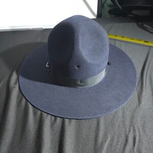 Beaver Quality XXXX Straw Oval Officer Troper Hat Navy Wool 6 1/2 Fedora Brimmed